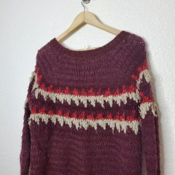 Free People Baltic Fair Isle Sweater in Berry Combo - Picture 5 of 11